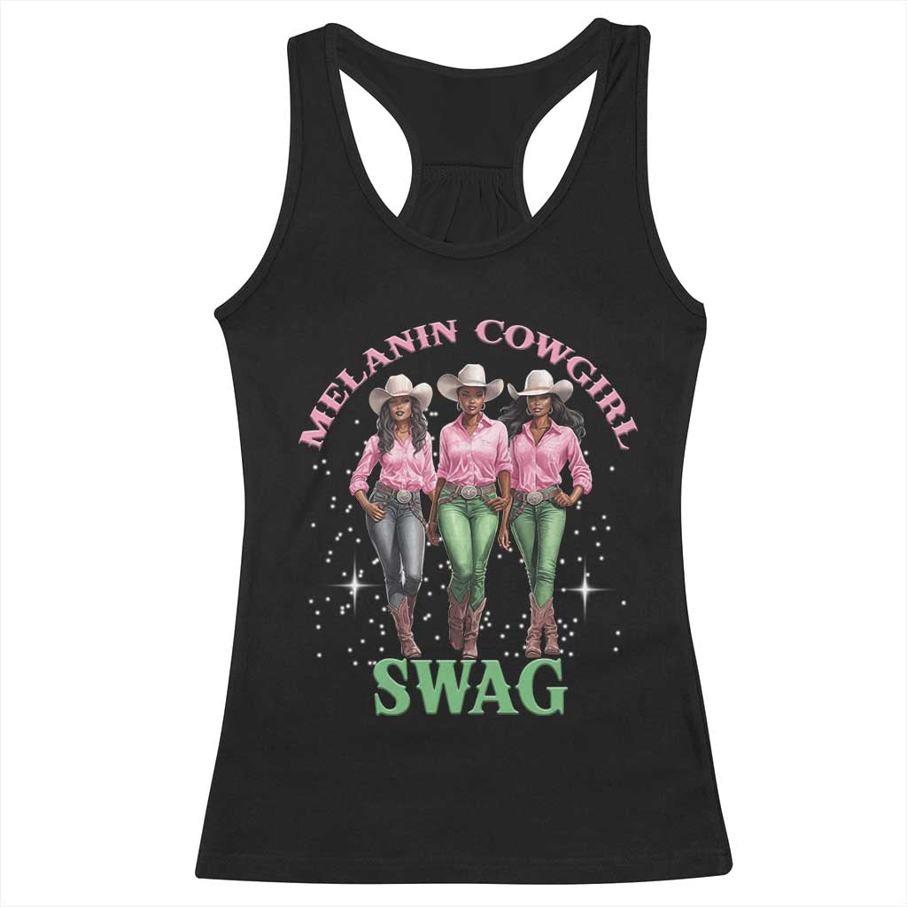 Melanin Cowgirl Swag Racerback Tank Top Pink Green African American Cowgirls Black History TS02 Black Print Your Wear