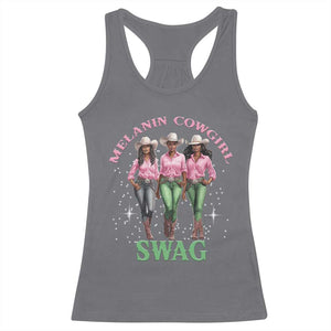 Melanin Cowgirl Swag Racerback Tank Top Pink Green African American Cowgirls Black History TS02 Charcoal Print Your Wear