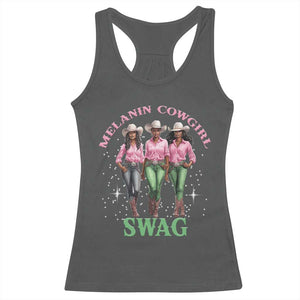 Melanin Cowgirl Swag Racerback Tank Top Pink Green African American Cowgirls Black History TS02 Dark Heather Print Your Wear