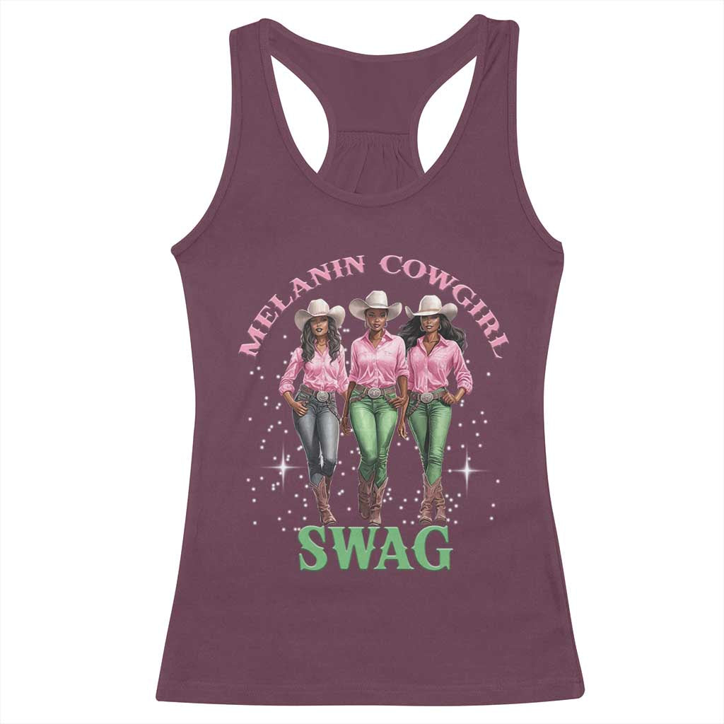 Melanin Cowgirl Swag Racerback Tank Top Pink Green African American Cowgirls Black History TS02 Maroon Print Your Wear