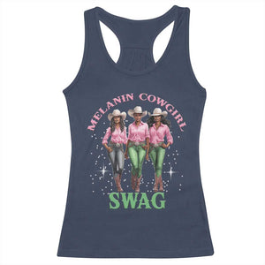 Melanin Cowgirl Swag Racerback Tank Top Pink Green African American Cowgirls Black History TS02 Navy Print Your Wear
