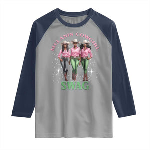 Melanin Cowgirl Swag Raglan Shirt Pink Green African American Cowgirls Black History TS02 Sport Gray Navy Print Your Wear