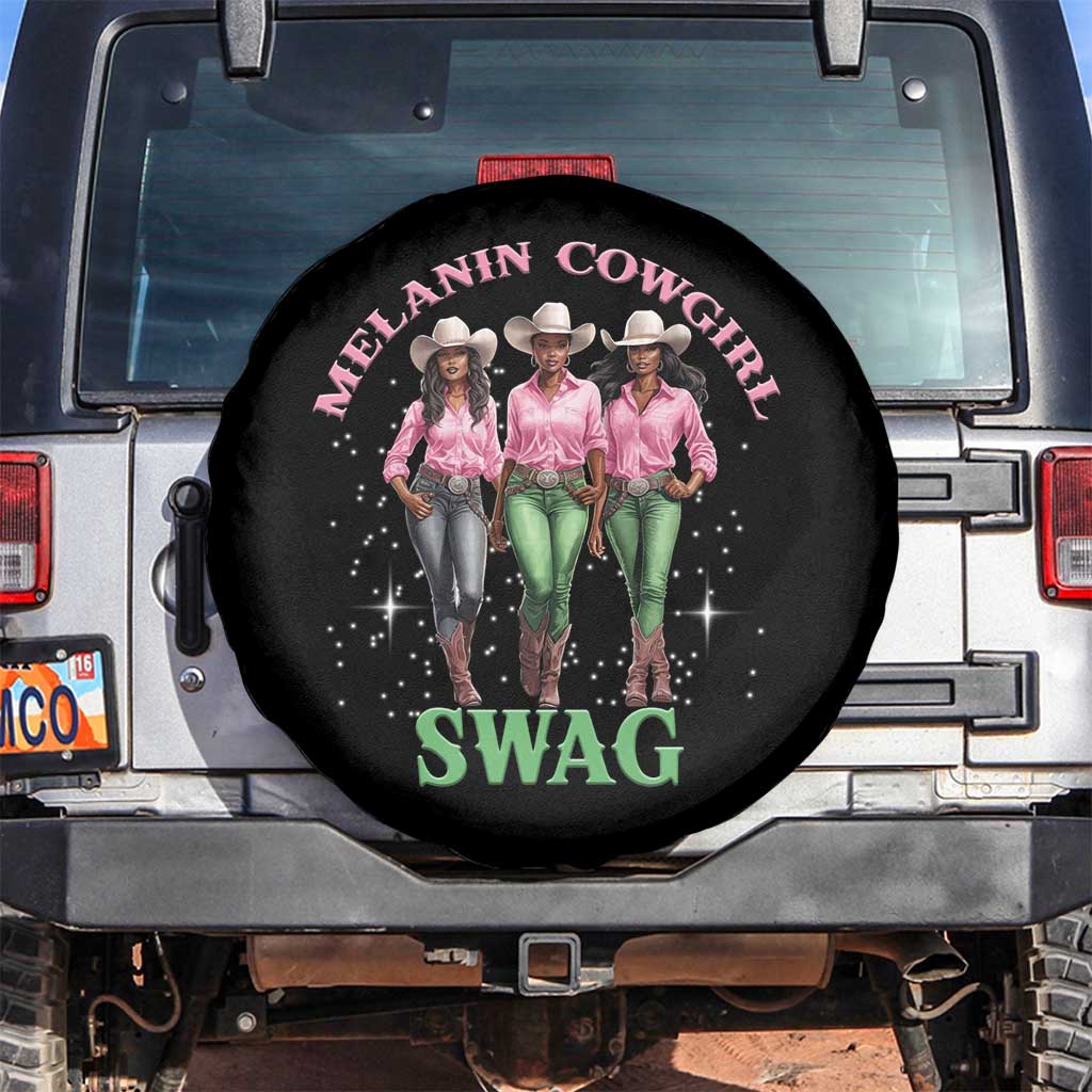 Melanin Cowgirl Swag Spare Tire Cover Pink Green African American Cowgirls Black History TS02 No hole Black Print Your Wear
