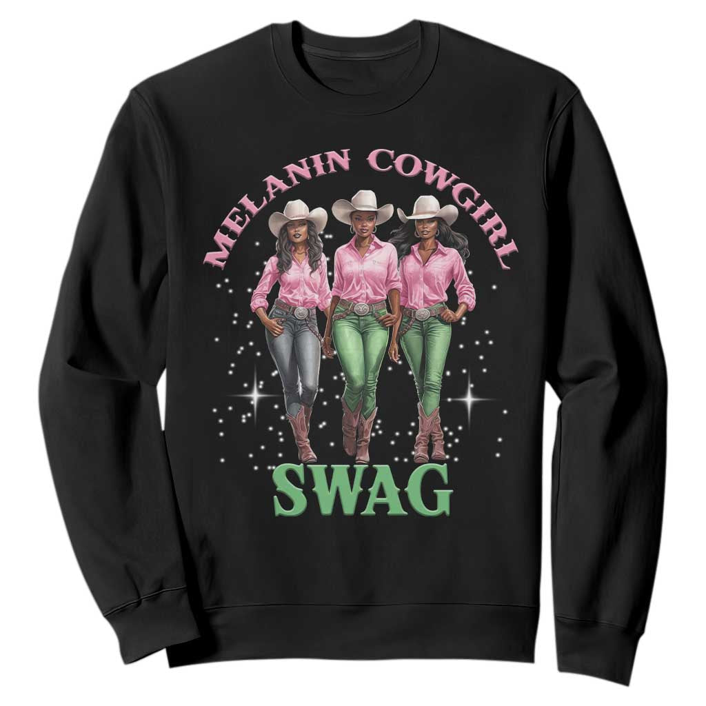 Melanin Cowgirl Swag Sweatshirt Pink Green African American Cowgirls Black History TS02 Black Print Your Wear