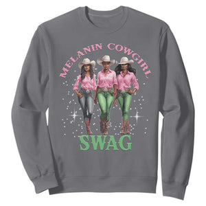 Melanin Cowgirl Swag Sweatshirt Pink Green African American Cowgirls Black History TS02 Charcoal Print Your Wear