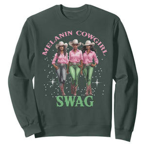 Melanin Cowgirl Swag Sweatshirt Pink Green African American Cowgirls Black History TS02 Dark Forest Green Print Your Wear