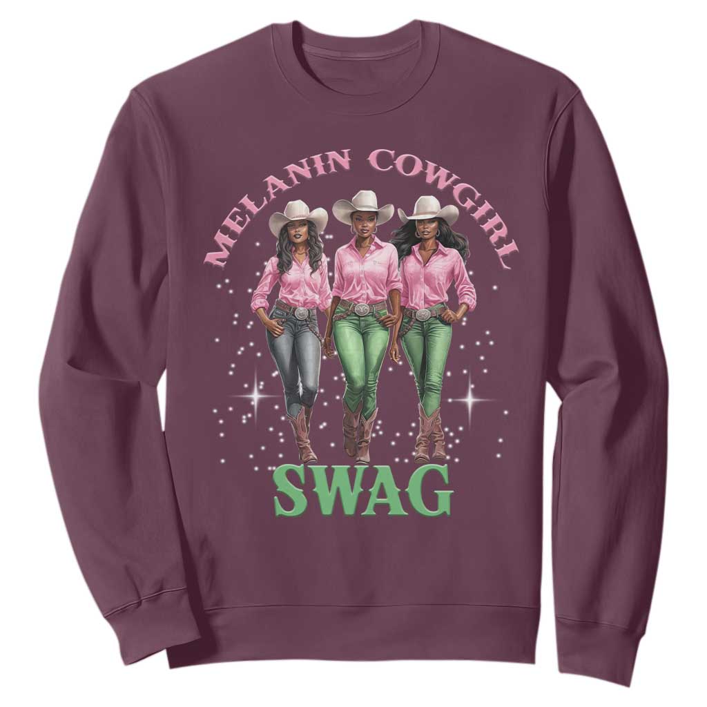 Melanin Cowgirl Swag Sweatshirt Pink Green African American Cowgirls Black History TS02 Maroon Print Your Wear