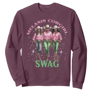 Melanin Cowgirl Swag Sweatshirt Pink Green African American Cowgirls Black History TS02 Maroon Print Your Wear