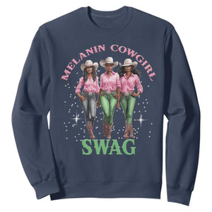 Melanin Cowgirl Swag Sweatshirt Pink Green African American Cowgirls Black History TS02 Navy Print Your Wear