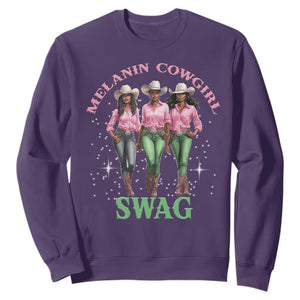 Melanin Cowgirl Swag Sweatshirt Pink Green African American Cowgirls Black History TS02 Purple Print Your Wear