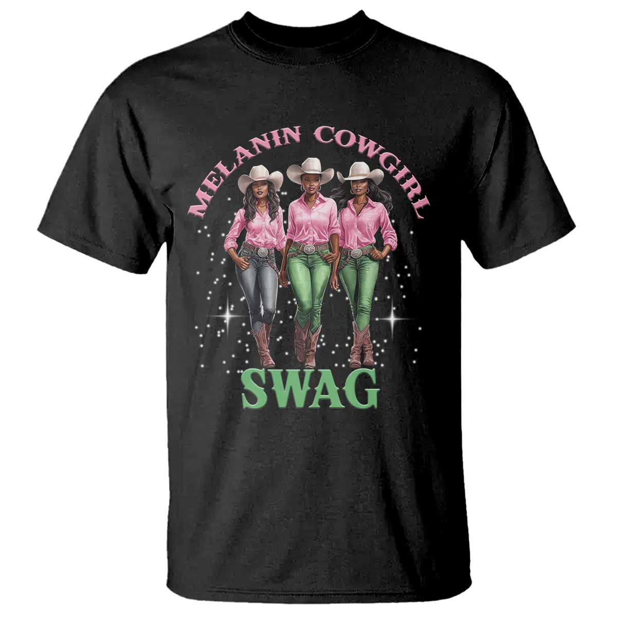 Melanin Cowgirl Swag T Shirt Pink Green African American Cowgirls Black History TS02 Black Print Your Wear