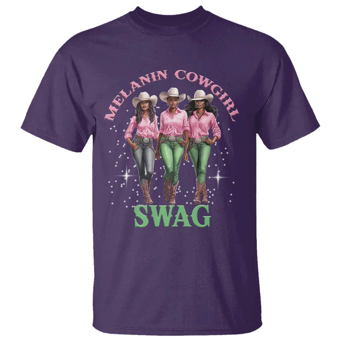 Melanin Cowgirl Swag T Shirt Pink Green African American Cowgirls Black History TS02 Purple Print Your Wear