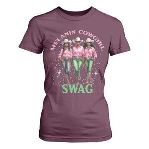 Melanin Cowgirl Swag T Shirt For Women Pink Green African American Cowgirls Black History TS02 Maroon Print Your Wear