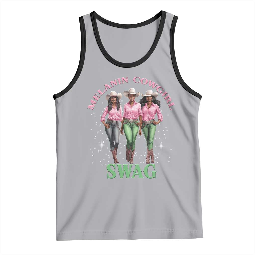 Melanin Cowgirl Swag Tank Top Pink Green African American Cowgirls Black History TS02 Athletic Heather Black Print Your Wear