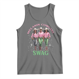 Melanin Cowgirl Swag Tank Top Pink Green African American Cowgirls Black History TS02 Black Heather Print Your Wear