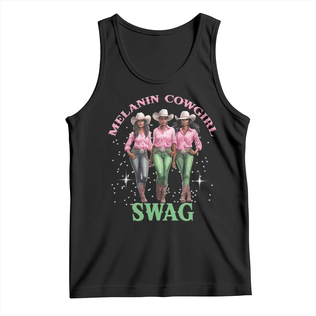 Melanin Cowgirl Swag Tank Top Pink Green African American Cowgirls Black History TS02 Black Print Your Wear