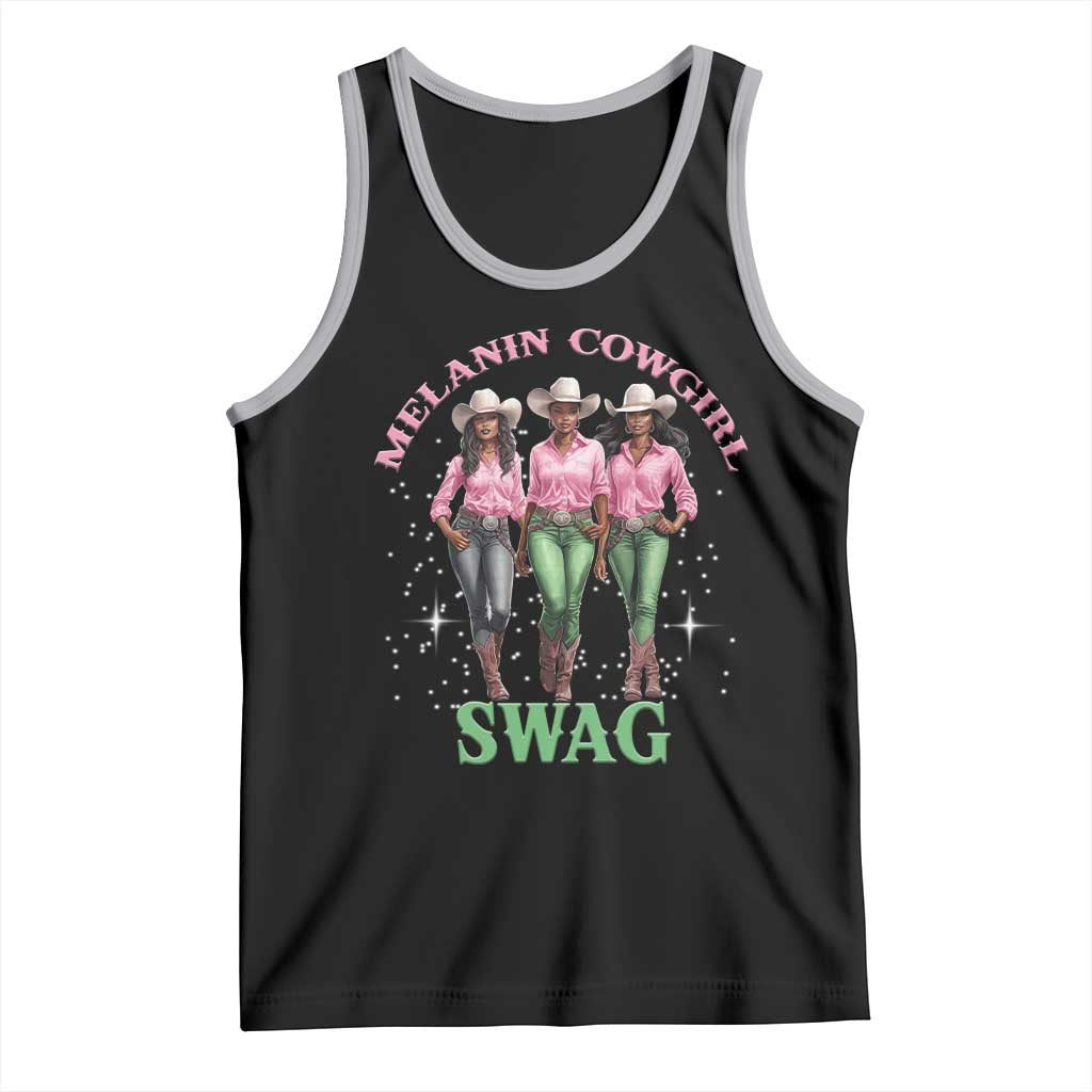 Melanin Cowgirl Swag Tank Top Pink Green African American Cowgirls Black History TS02 Black Athletic Heather Print Your Wear