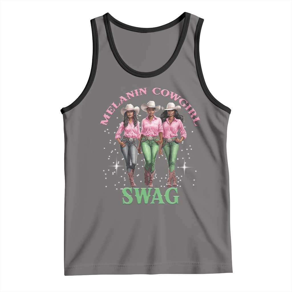 Melanin Cowgirl Swag Tank Top Pink Green African American Cowgirls Black History TS02 Deep Heather Black Print Your Wear