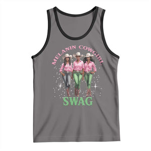 Melanin Cowgirl Swag Tank Top Pink Green African American Cowgirls Black History TS02 Deep Heather Black Print Your Wear