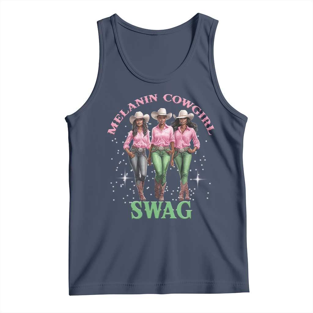 Melanin Cowgirl Swag Tank Top Pink Green African American Cowgirls Black History TS02 Navy Print Your Wear
