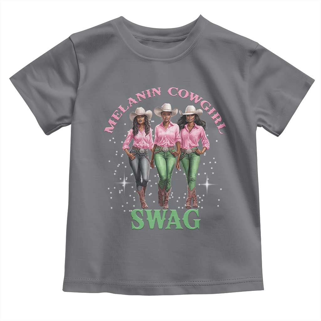Melanin Cowgirl Swag Toddler T Shirt Pink Green African American Cowgirls Black History TS02 Charcoal Print Your Wear