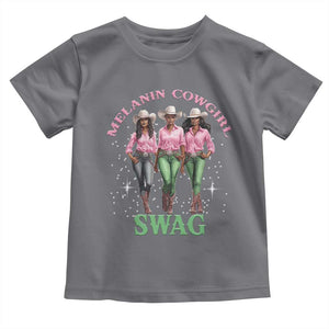 Melanin Cowgirl Swag Toddler T Shirt Pink Green African American Cowgirls Black History TS02 Charcoal Print Your Wear