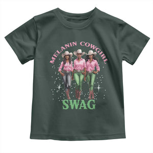 Melanin Cowgirl Swag Toddler T Shirt Pink Green African American Cowgirls Black History TS02 Dark Forest Green Print Your Wear