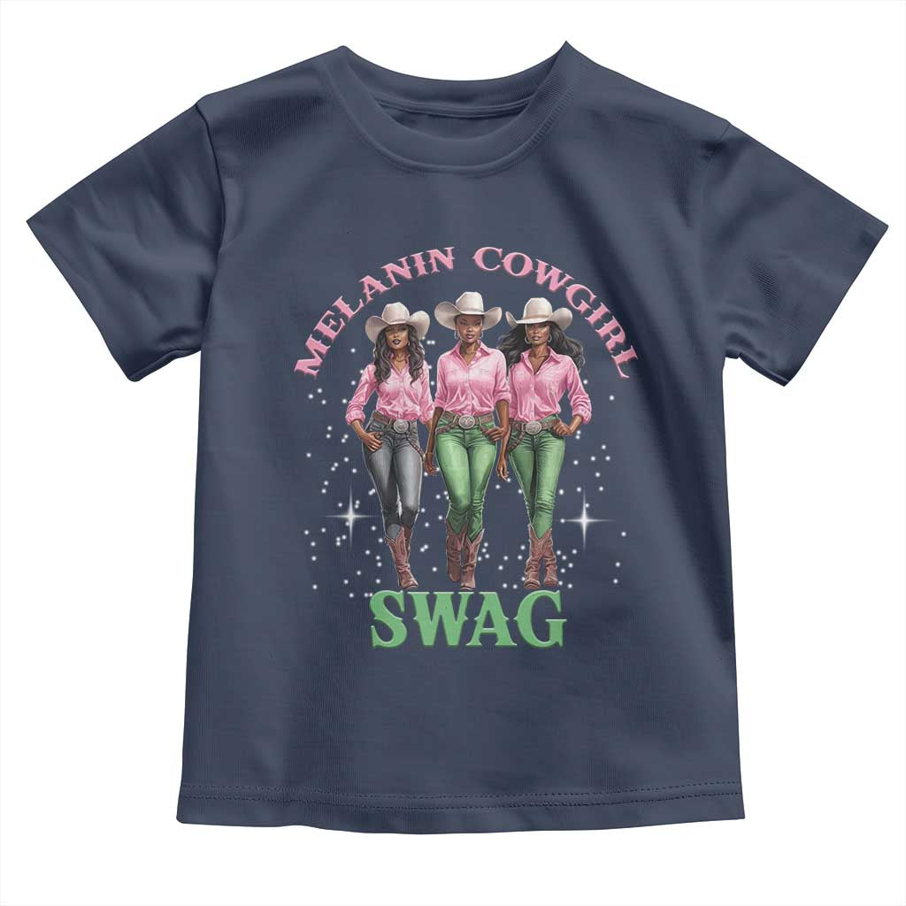Melanin Cowgirl Swag Toddler T Shirt Pink Green African American Cowgirls Black History TS02 Navy Print Your Wear