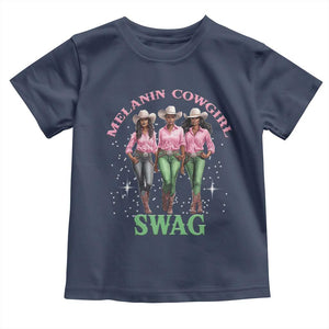 Melanin Cowgirl Swag Toddler T Shirt Pink Green African American Cowgirls Black History TS02 Navy Print Your Wear