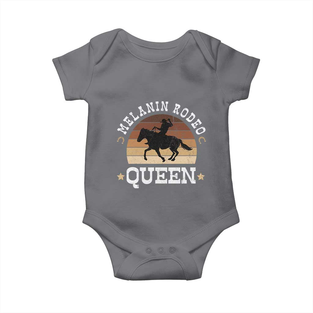 Melanin Rodeo Queen Baby Onesie Cowgirl Riding Horse African American Cowgirls Retro TS02 Charcoal Print Your Wear