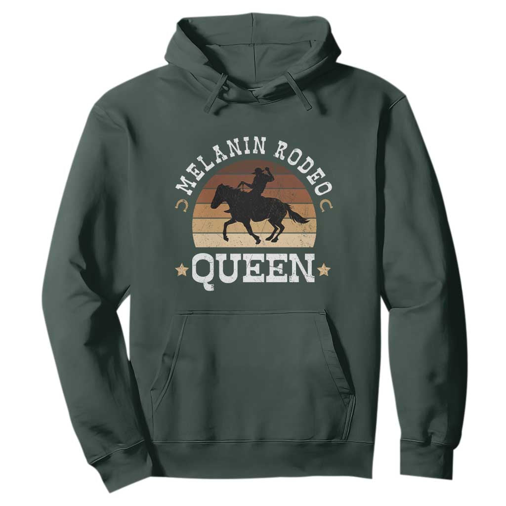 Melanin Rodeo Queen Hoodie Cowgirl Riding Horse African American Cowgirls Retro TS02 Dark Forest Green Print Your Wear