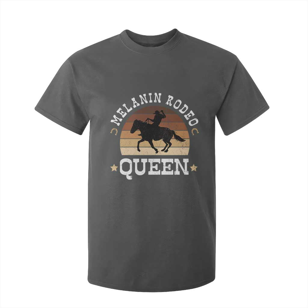 Melanin Rodeo Queen T Shirt For Kid Cowgirl Riding Horse African American Cowgirls Retro TS02 Dark Heather Print Your Wear