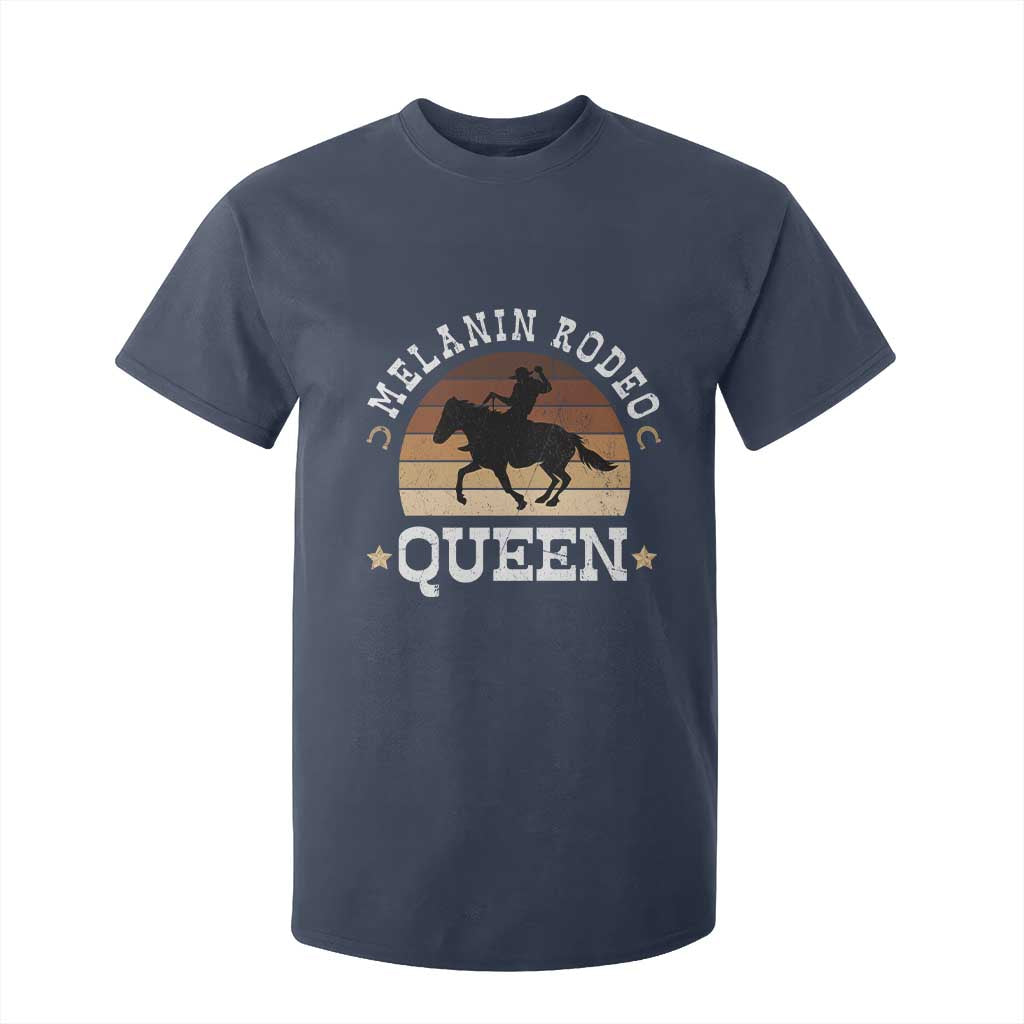 Melanin Rodeo Queen T Shirt For Kid Cowgirl Riding Horse African American Cowgirls Retro TS02 Navy Print Your Wear