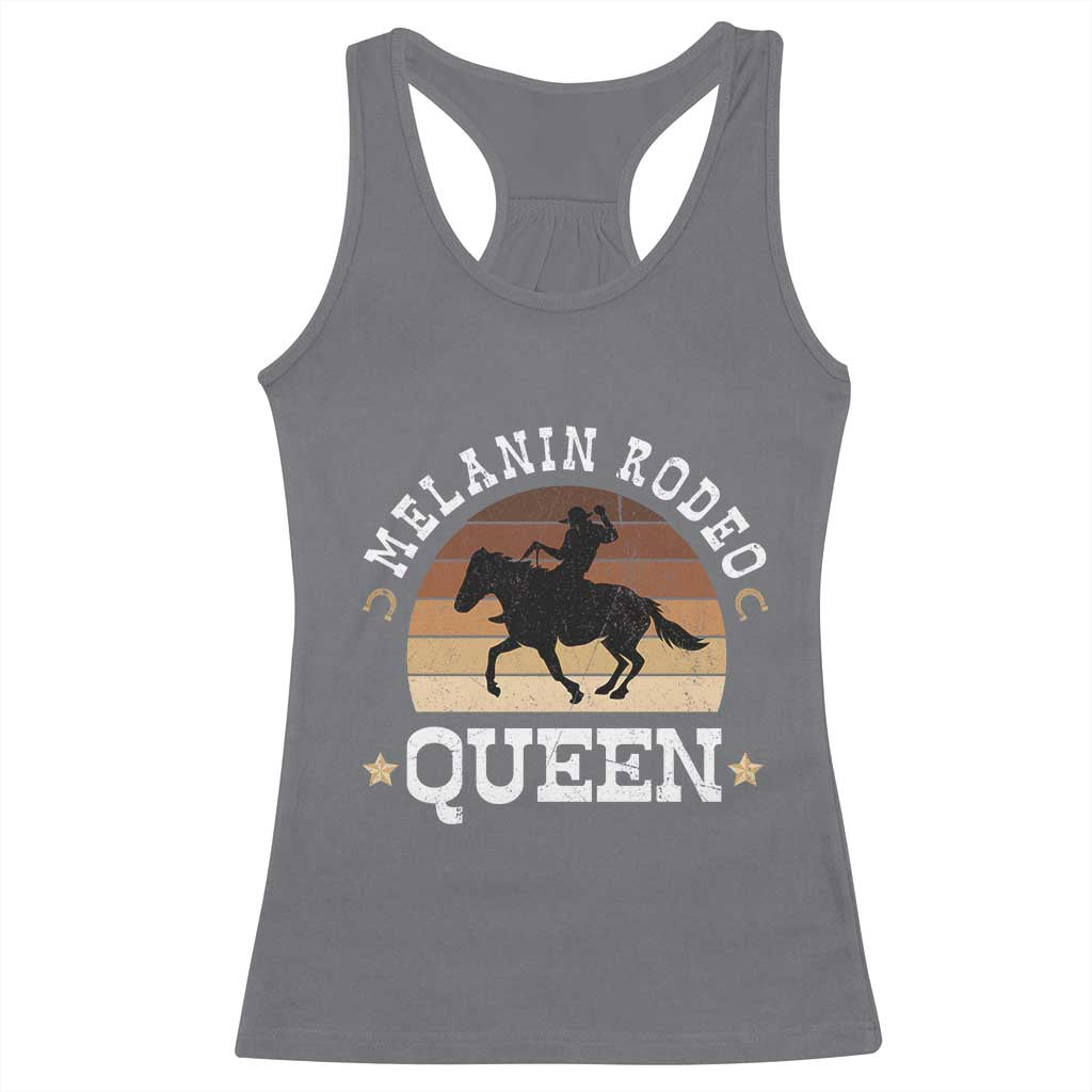 Melanin Rodeo Queen Racerback Tank Top Cowgirl Riding Horse African American Cowgirls Retro TS02 Charcoal Print Your Wear