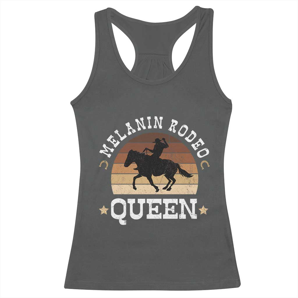 Melanin Rodeo Queen Racerback Tank Top Cowgirl Riding Horse African American Cowgirls Retro TS02 Dark Heather Print Your Wear