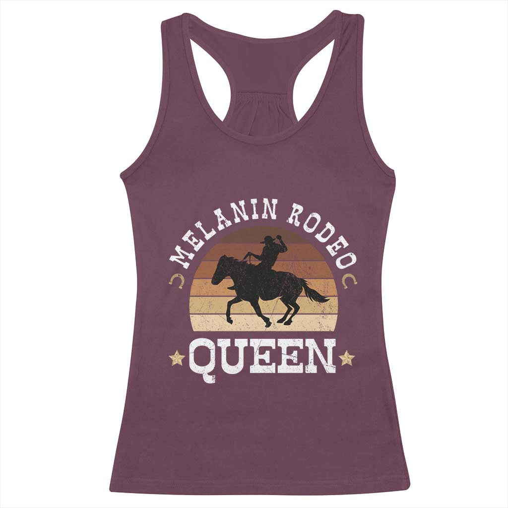 Melanin Rodeo Queen Racerback Tank Top Cowgirl Riding Horse African American Cowgirls Retro TS02 Maroon Print Your Wear