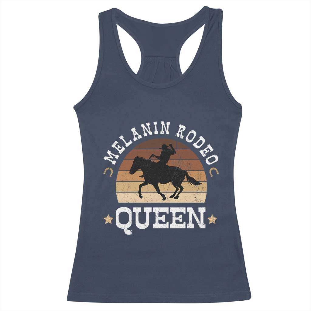 Melanin Rodeo Queen Racerback Tank Top Cowgirl Riding Horse African American Cowgirls Retro TS02 Navy Print Your Wear