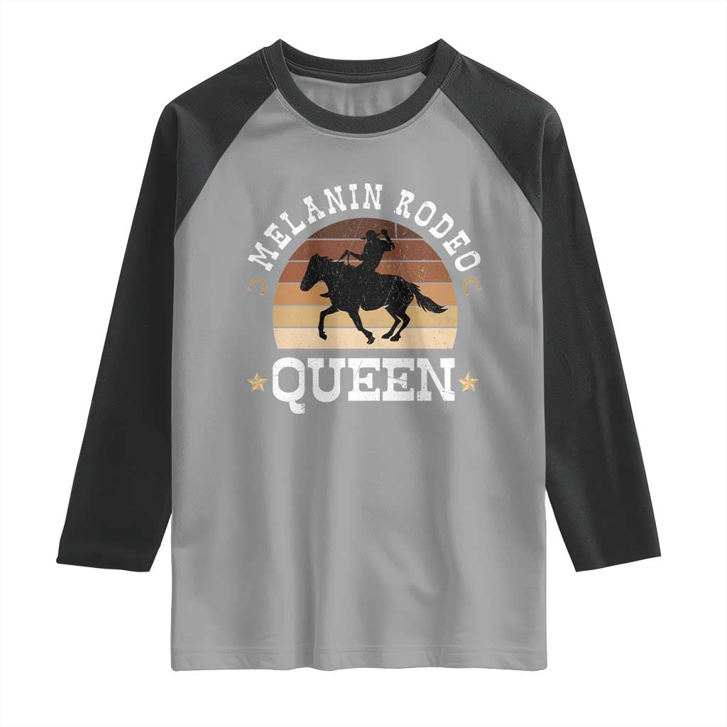 Melanin Rodeo Queen Raglan Shirt Cowgirl Riding Horse African American Cowgirls Retro TS02 Sport Gray Black Print Your Wear