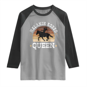 Melanin Rodeo Queen Raglan Shirt Cowgirl Riding Horse African American Cowgirls Retro TS02 Sport Gray Black Print Your Wear