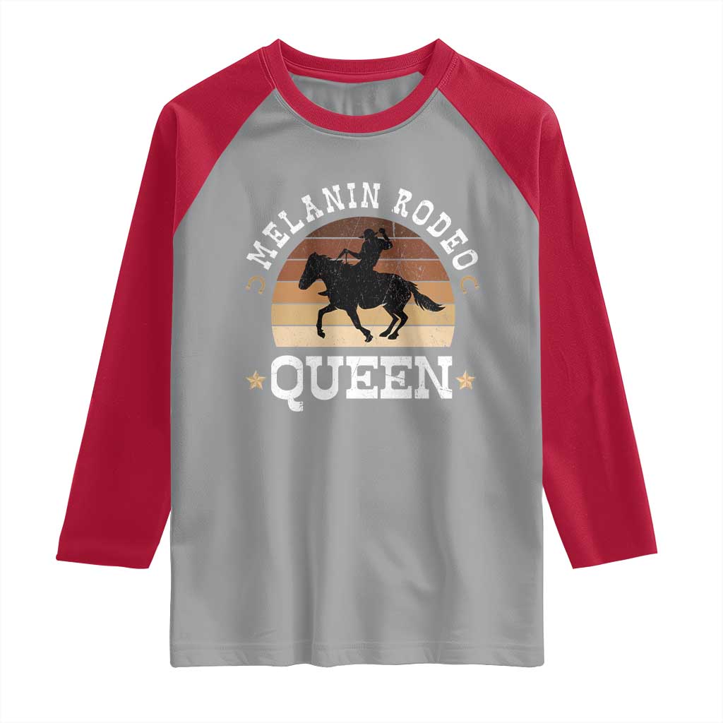 Melanin Rodeo Queen Raglan Shirt Cowgirl Riding Horse African American Cowgirls Retro TS02 Sport Gray Red Print Your Wear
