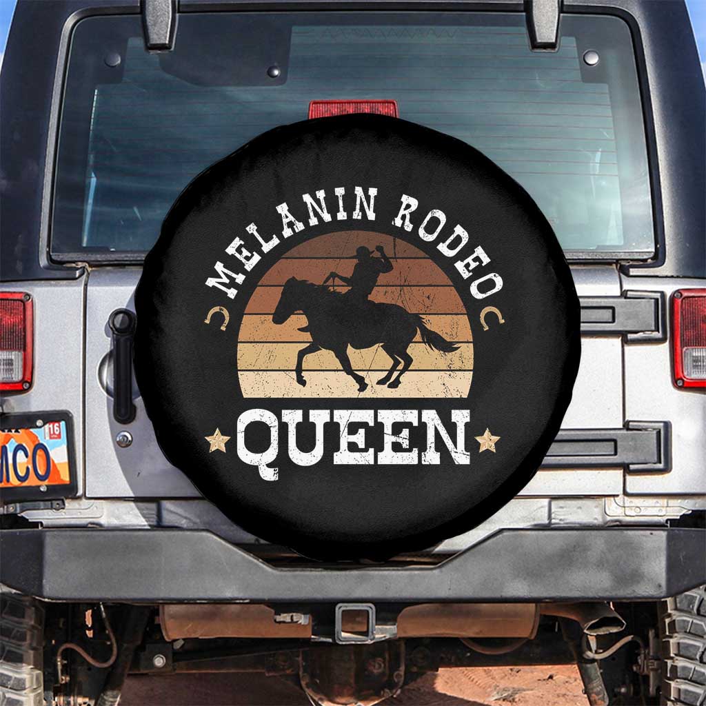 Melanin Rodeo Queen Spare Tire Cover Cowgirl Riding Horse African American Cowgirls Retro TS02 No hole Black Print Your Wear