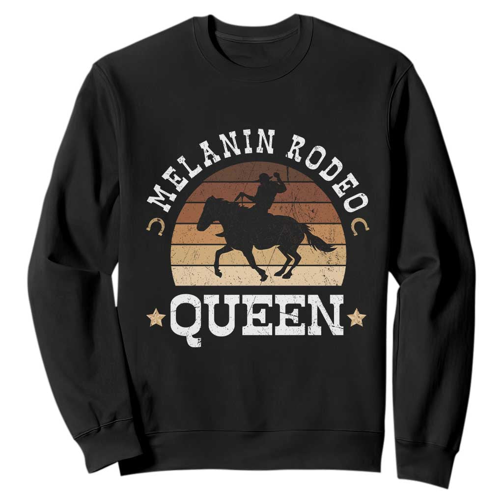 Melanin Rodeo Queen Sweatshirt Cowgirl Riding Horse African American Cowgirls Retro TS02 Black Print Your Wear