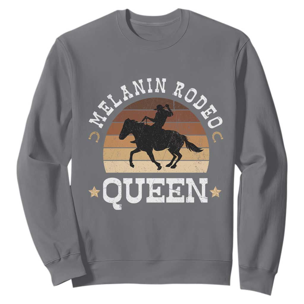 Melanin Rodeo Queen Sweatshirt Cowgirl Riding Horse African American Cowgirls Retro TS02 Charcoal Print Your Wear
