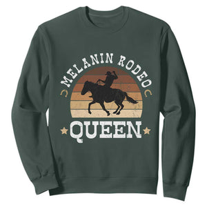 Melanin Rodeo Queen Sweatshirt Cowgirl Riding Horse African American Cowgirls Retro TS02 Dark Forest Green Print Your Wear
