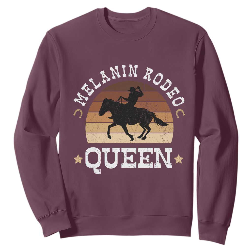 Melanin Rodeo Queen Sweatshirt Cowgirl Riding Horse African American Cowgirls Retro TS02 Maroon Print Your Wear