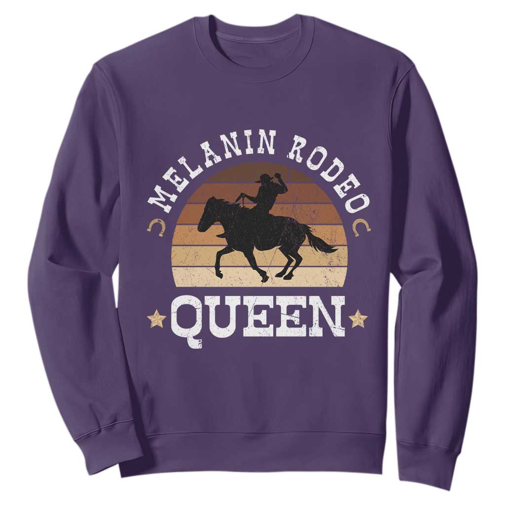 Melanin Rodeo Queen Sweatshirt Cowgirl Riding Horse African American Cowgirls Retro TS02 Purple Print Your Wear