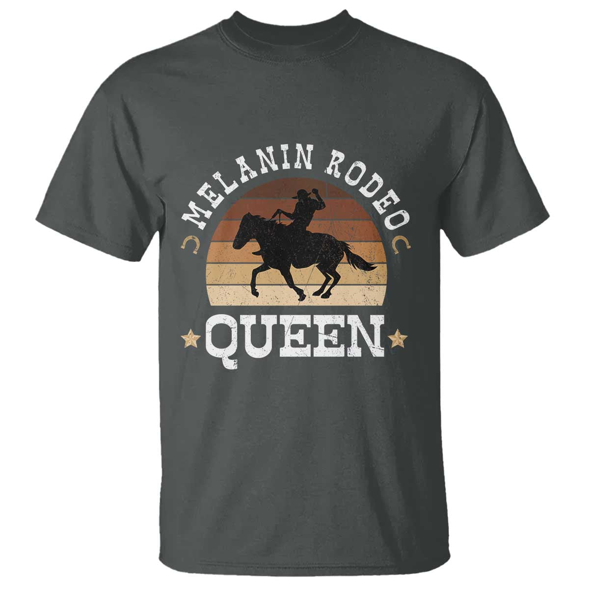 Melanin Rodeo Queen T Shirt Cowgirl Riding Horse African American Cowgirls Retro TS02 Dark Heather Print Your Wear