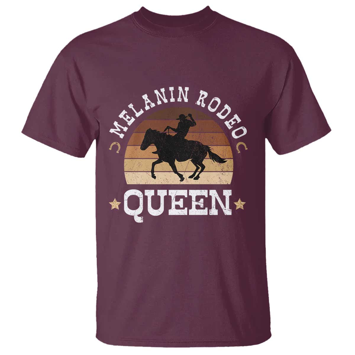 Melanin Rodeo Queen T Shirt Cowgirl Riding Horse African American Cowgirls Retro TS02 Maroon Print Your Wear