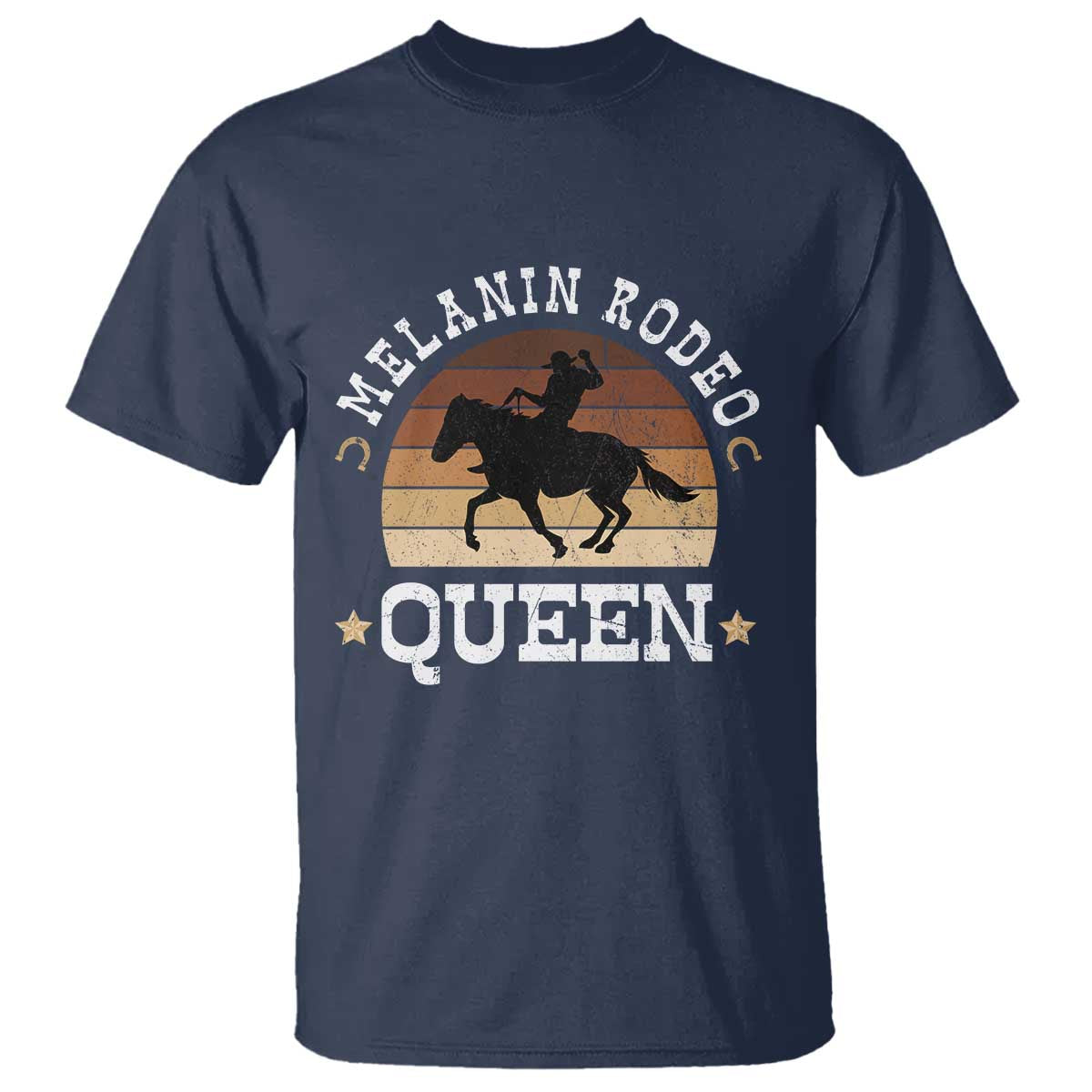 Melanin Rodeo Queen T Shirt Cowgirl Riding Horse African American Cowgirls Retro TS02 Navy Print Your Wear