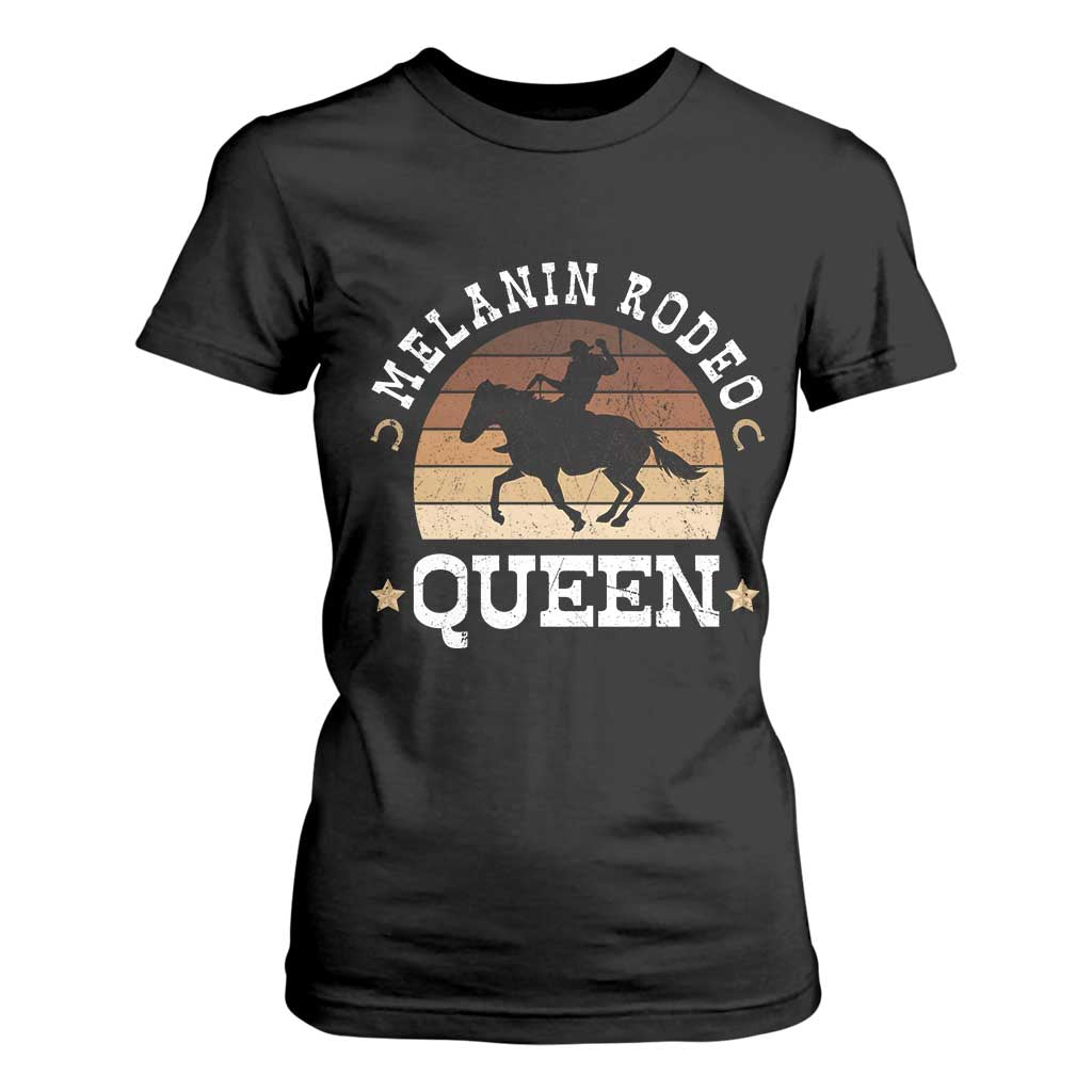 Melanin Rodeo Queen T Shirt For Women Cowgirl Riding Horse African American Cowgirls Retro TS02 Black Print Your Wear